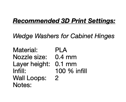 Wedge Washers for Cabinet Hinges (DIGITAL FILE ONLY)