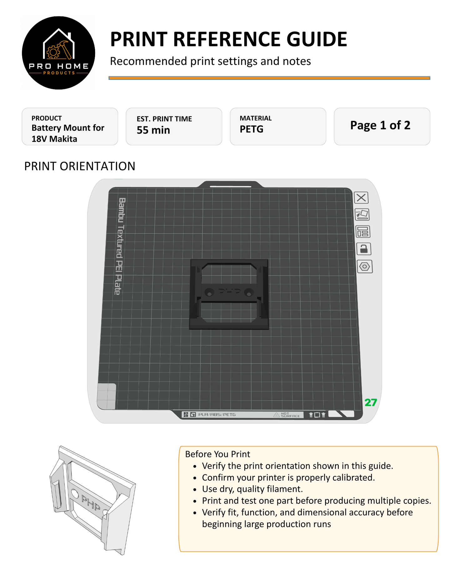 Battery mount - compatible with Makita 18V batteries (DIGITAL FILES ONLY)