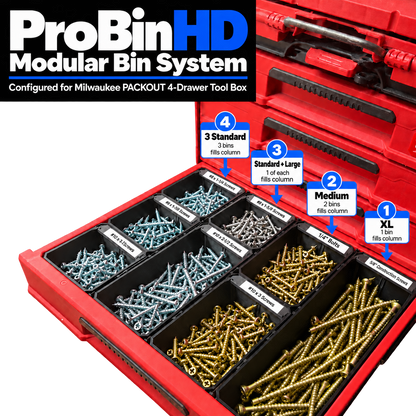 ProBinHD Modular Bin System – Compatible with Milwaukee PACKOUT 4-Drawer Tool Box (DIGITAL FILES ONLY)