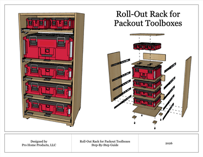 Roll Out Rack for Packout (Woodworking Plans - DIGITAL FILE ONLY)